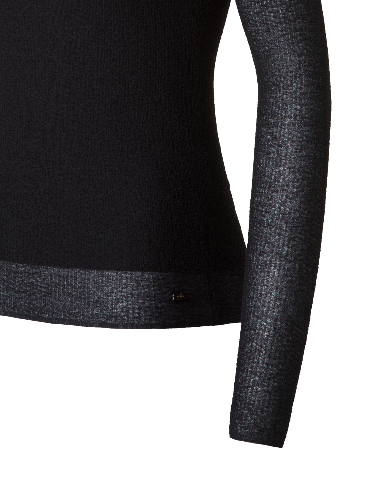 Designer Double Layered Knit Sweater in Sheer Cotton - black