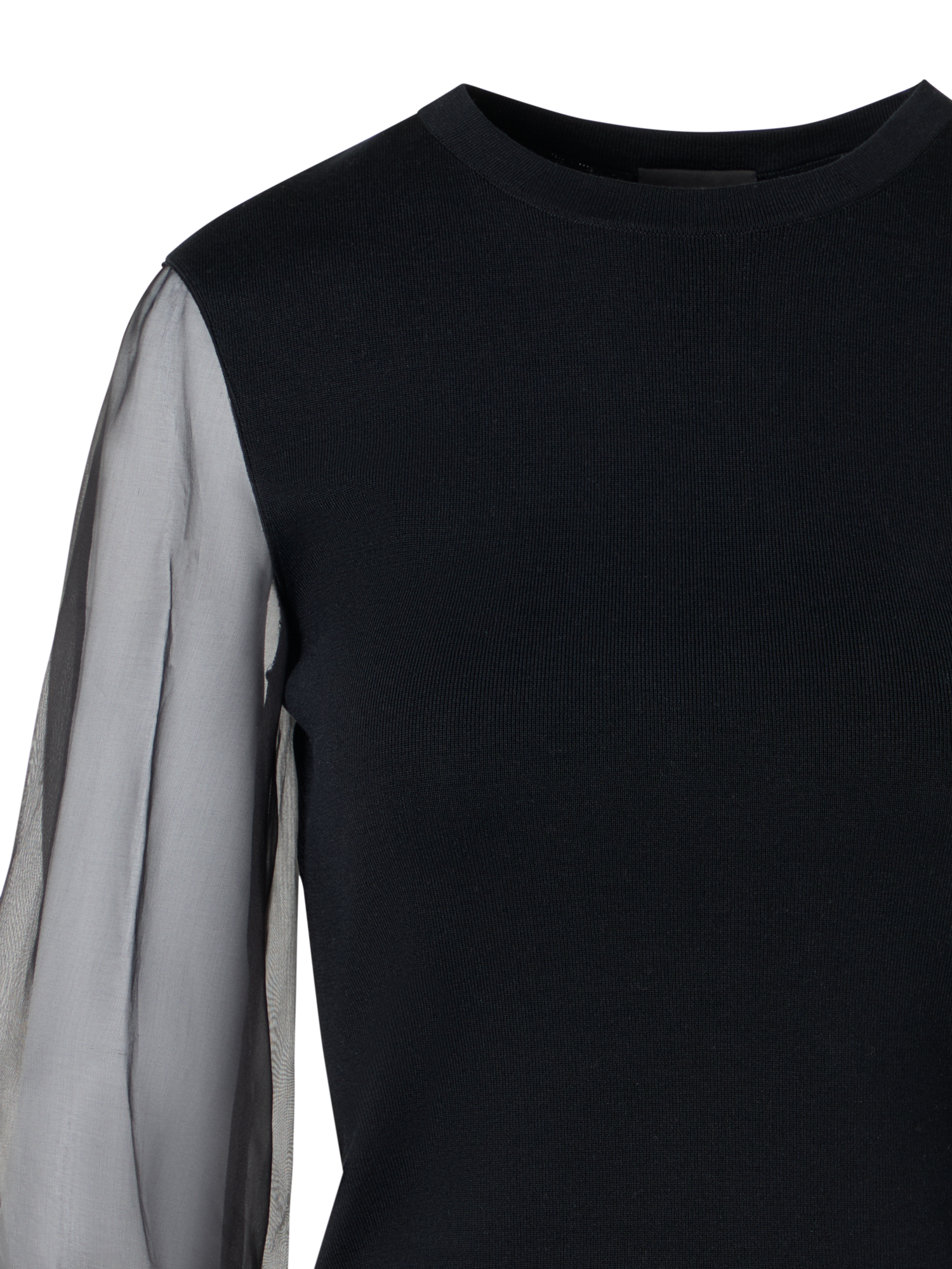 Designer Stretch-Silk Knit Sweater - black