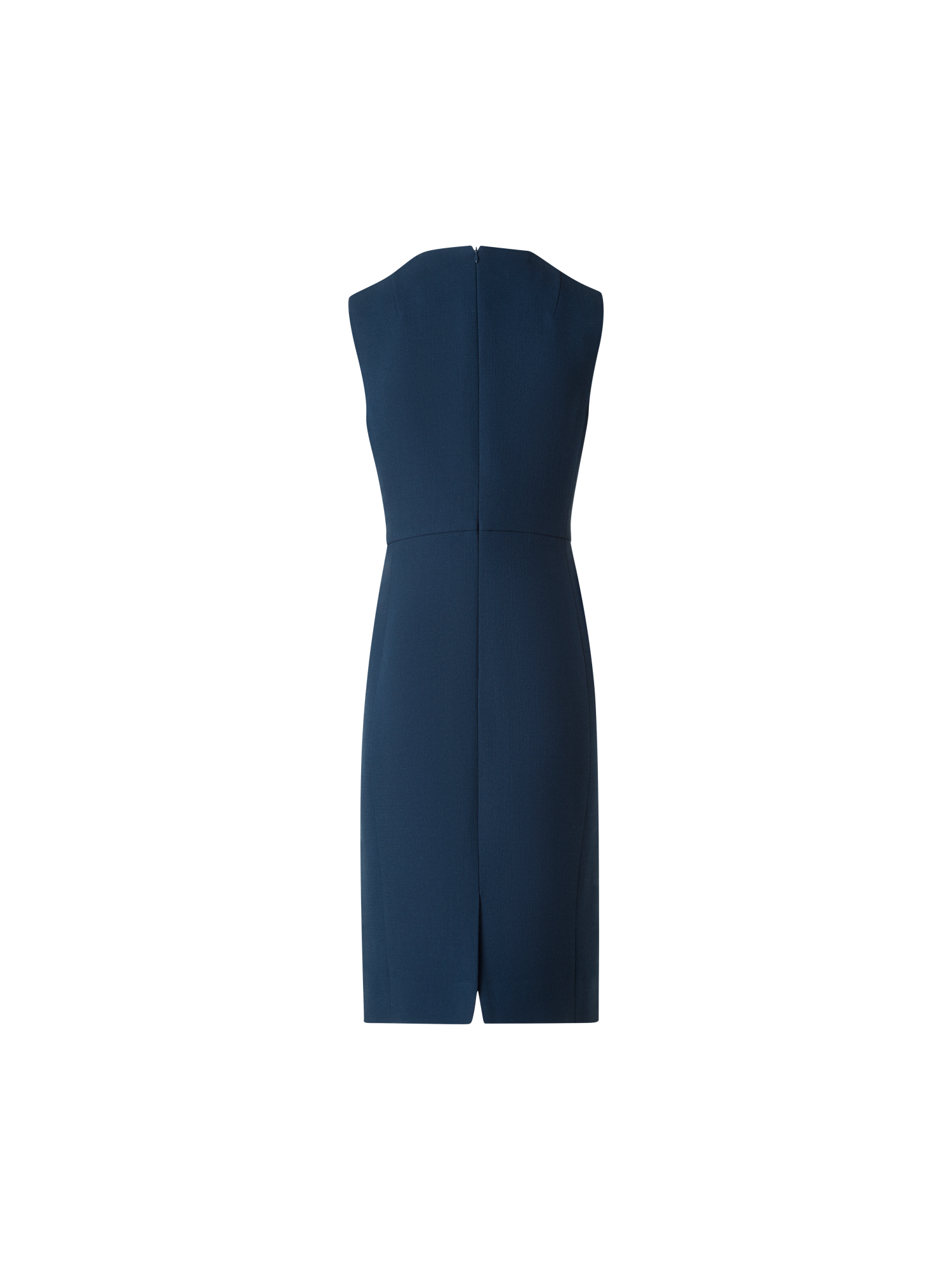 Designer Sleeveless Sheath Dress in Wool Double-Face - blue