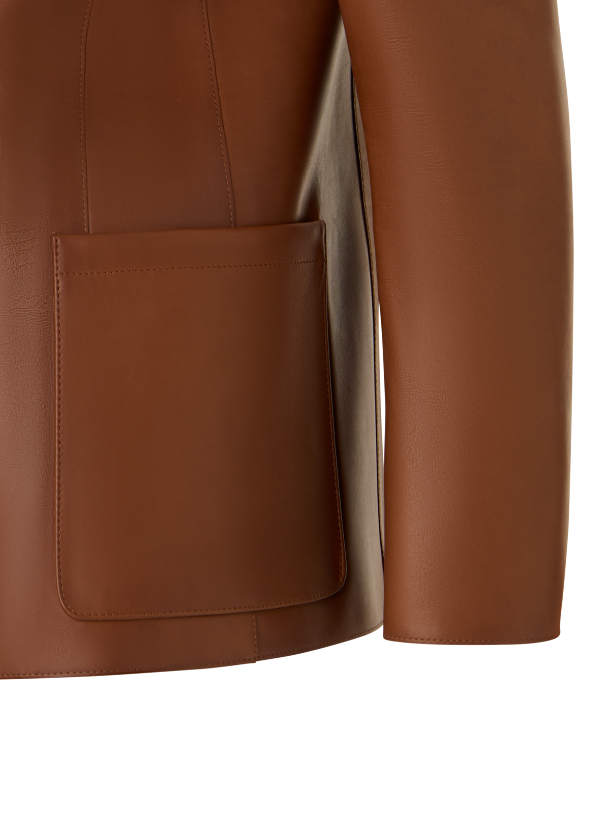 Designer Relaxed Single-Breasted Nappa Leather Blazer - brown