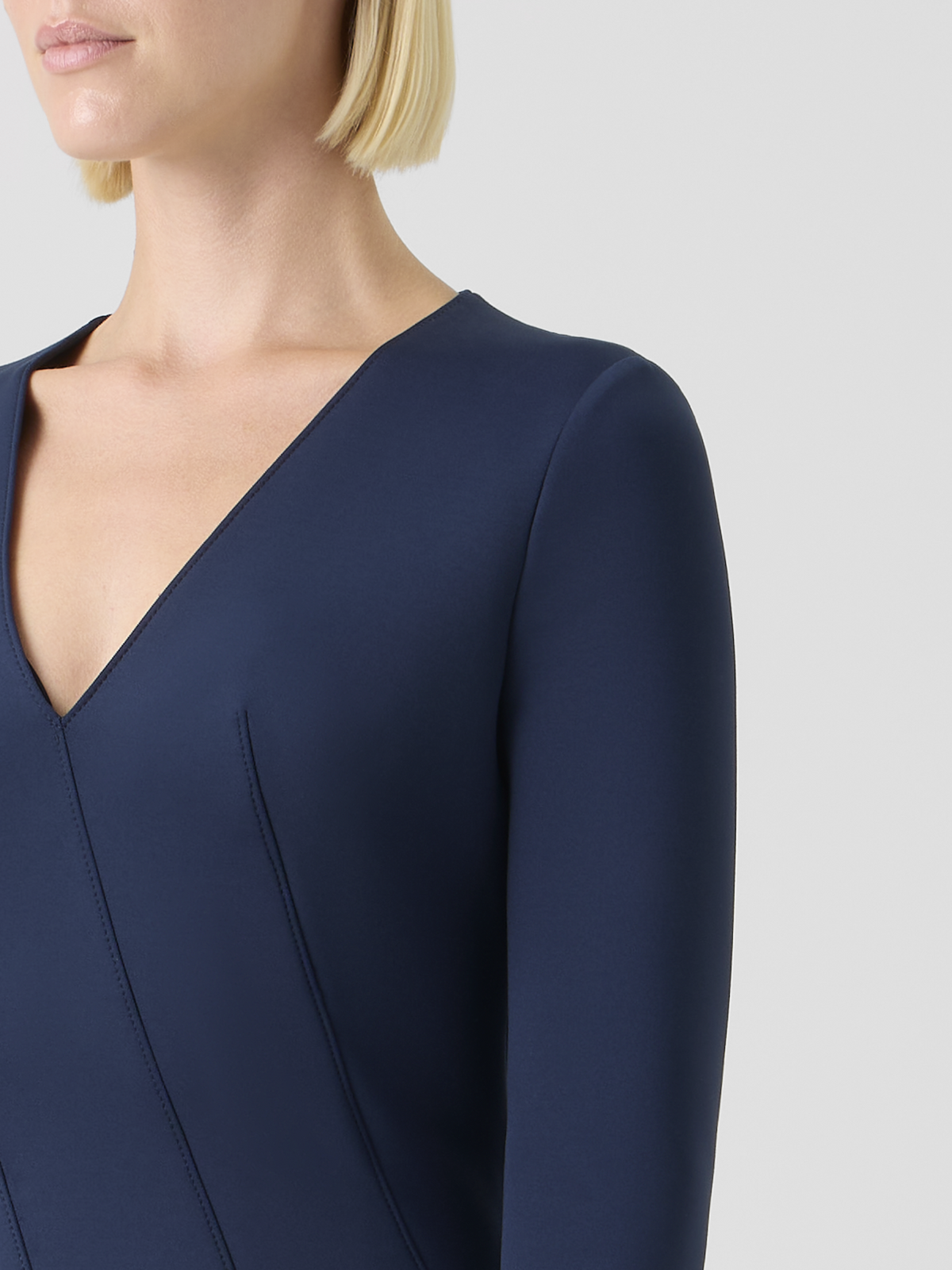 Designer Fit-and-Flare Techno Neoprene Dress - blue #editorial