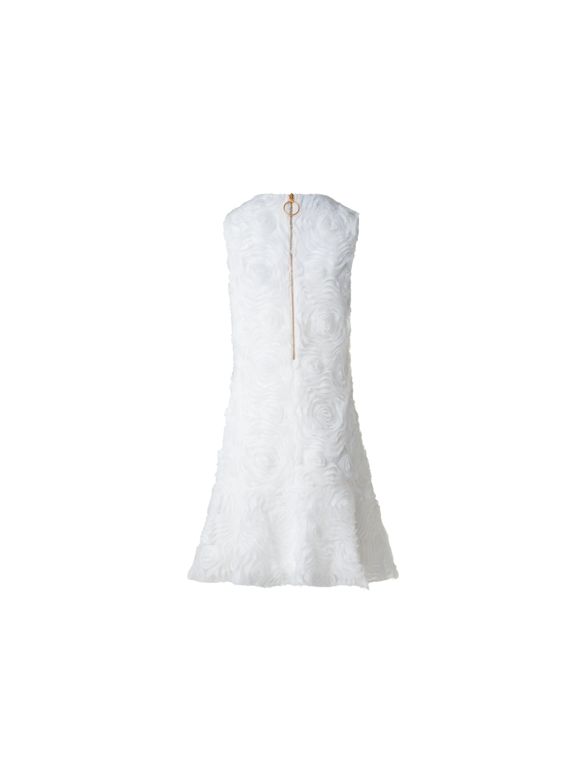 Designer Cocktail Dress with 3D Carnation Embroidery - ecru - white