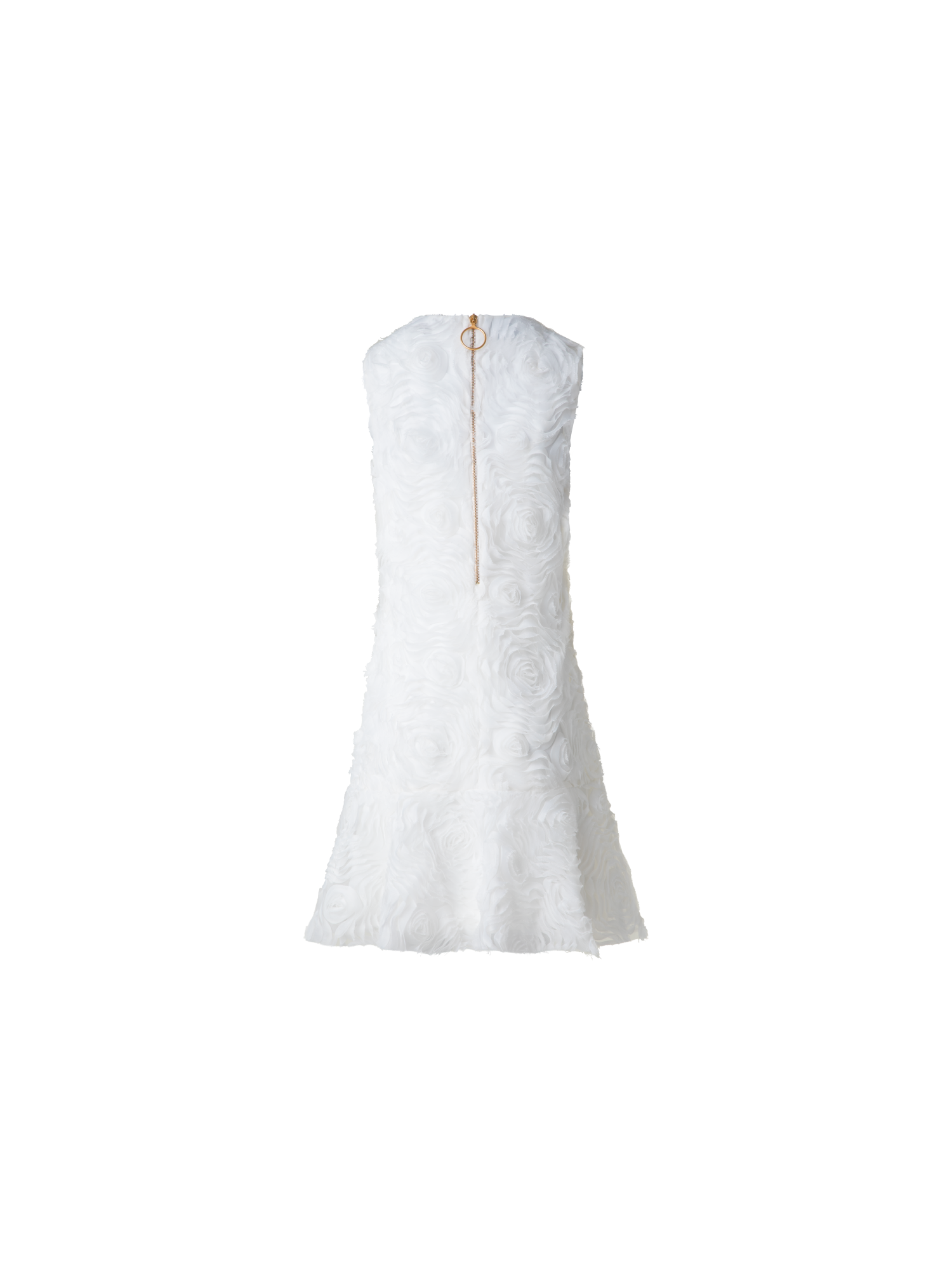 Designer Cocktail Dress with 3D Carnation Embroidery - ecru - white