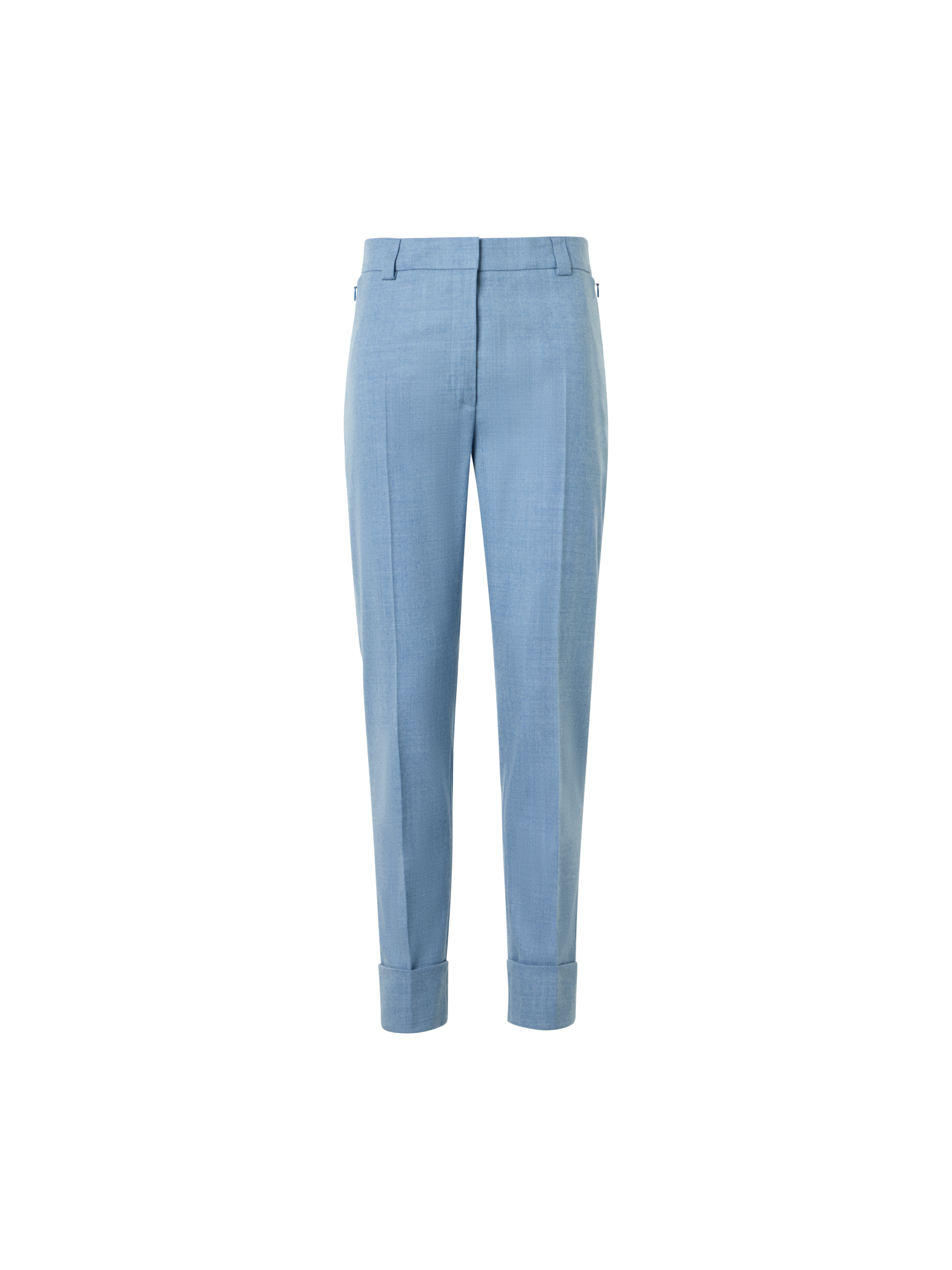 Designer Cropped Tapered Wool Flannel Pants - blue