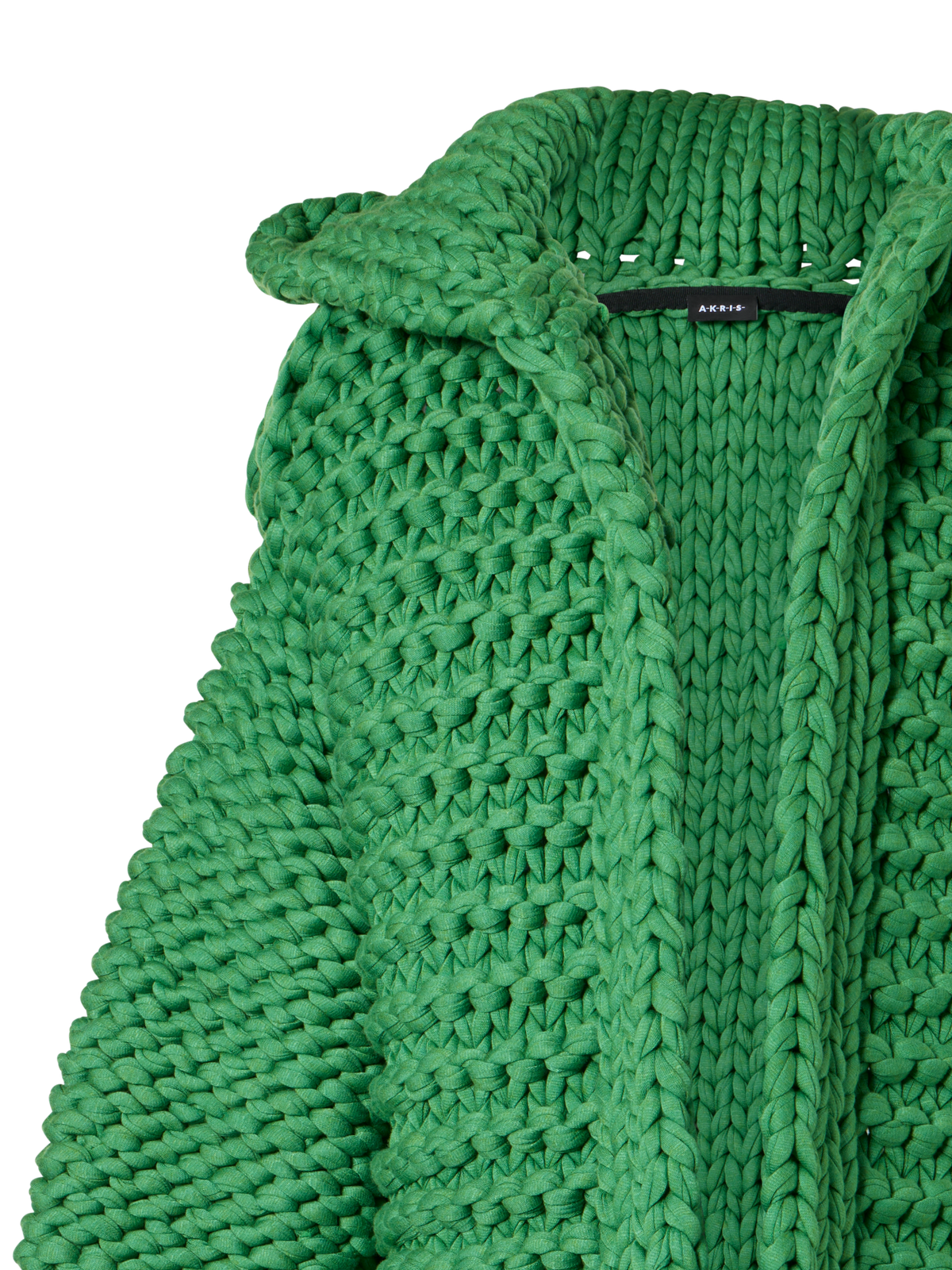 Designer Structured Handknit Hooded Coat - green