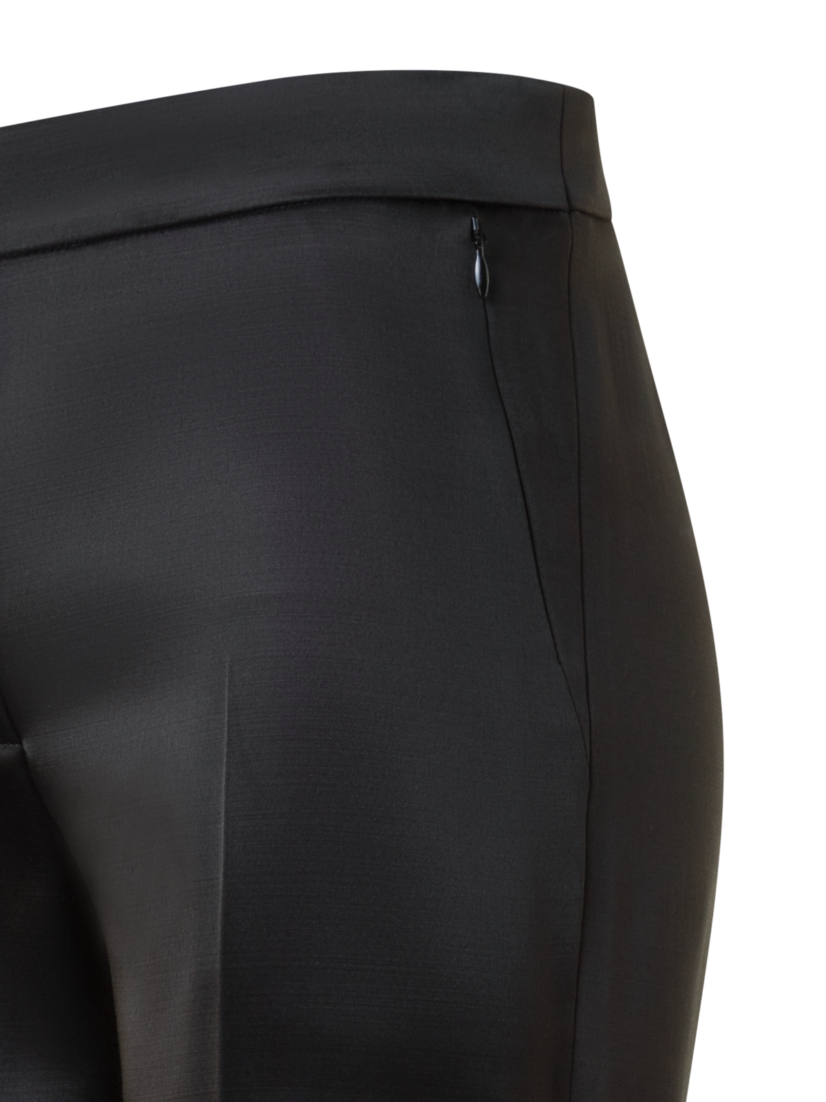 Designer Straight Wool Satin Pants - black - neutral