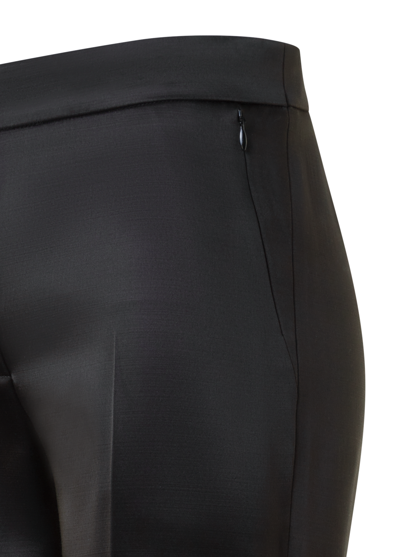 Designer Straight Wool Satin Pants - black - neutral