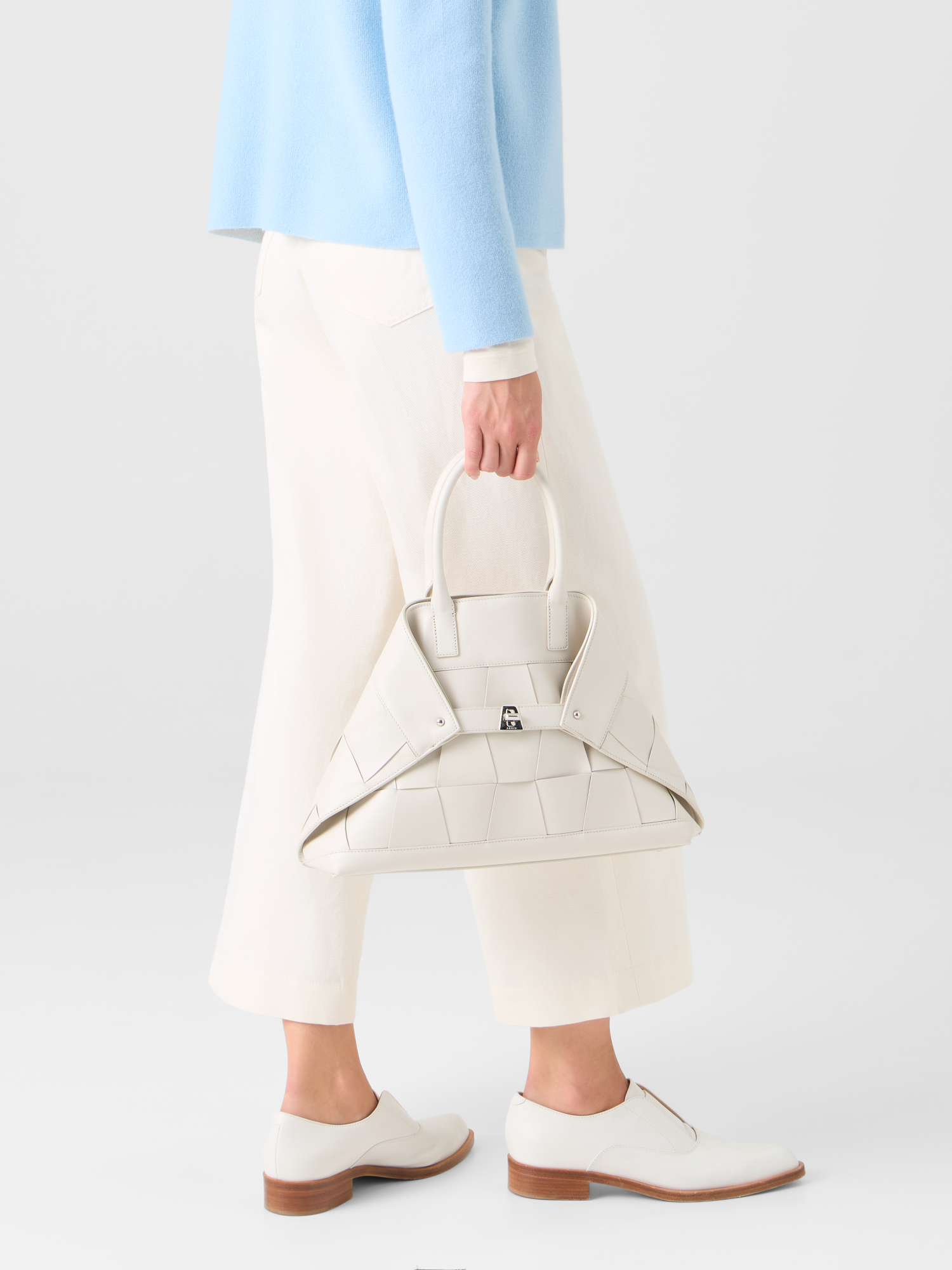 Designer Ai Small Top Handle Tote - ecru - white - neutral 