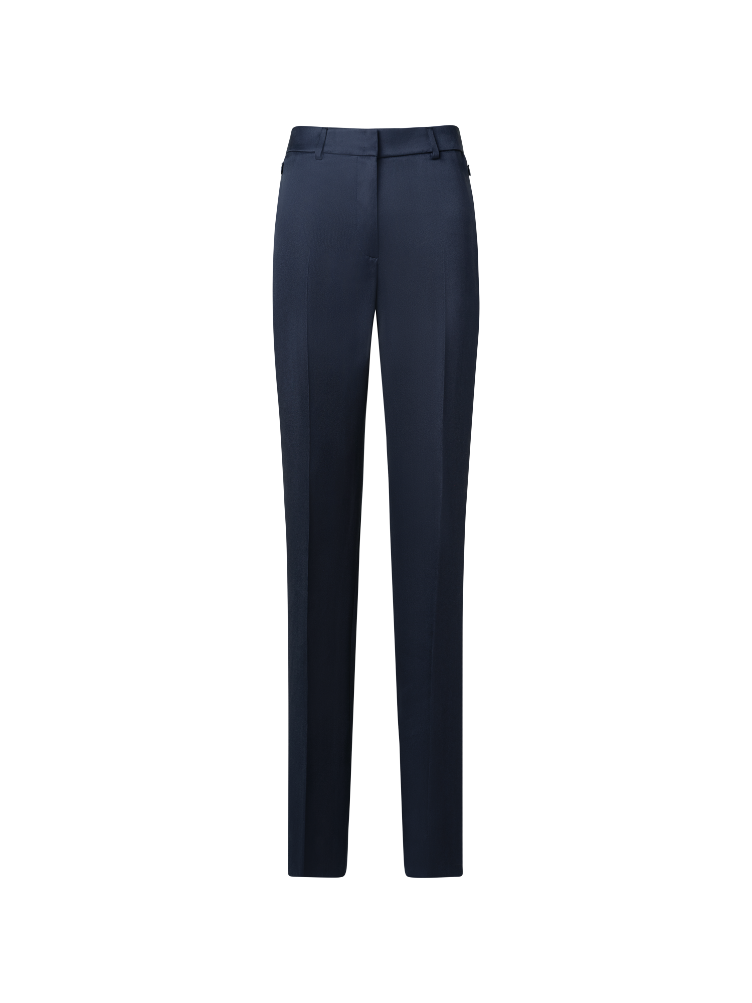 Designer Straight Silk Gabardine Pants - navy - blue