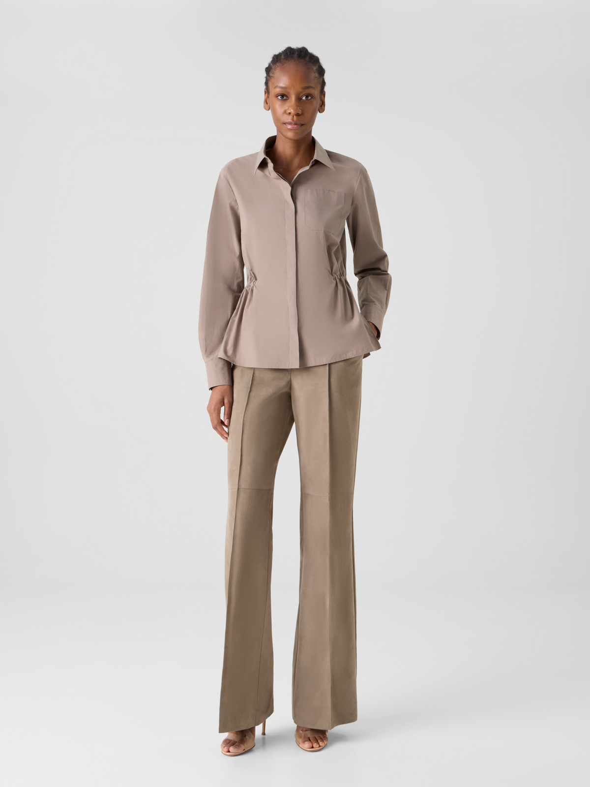 Designer Florine Straight Wide Suede Pants - beige - neutral