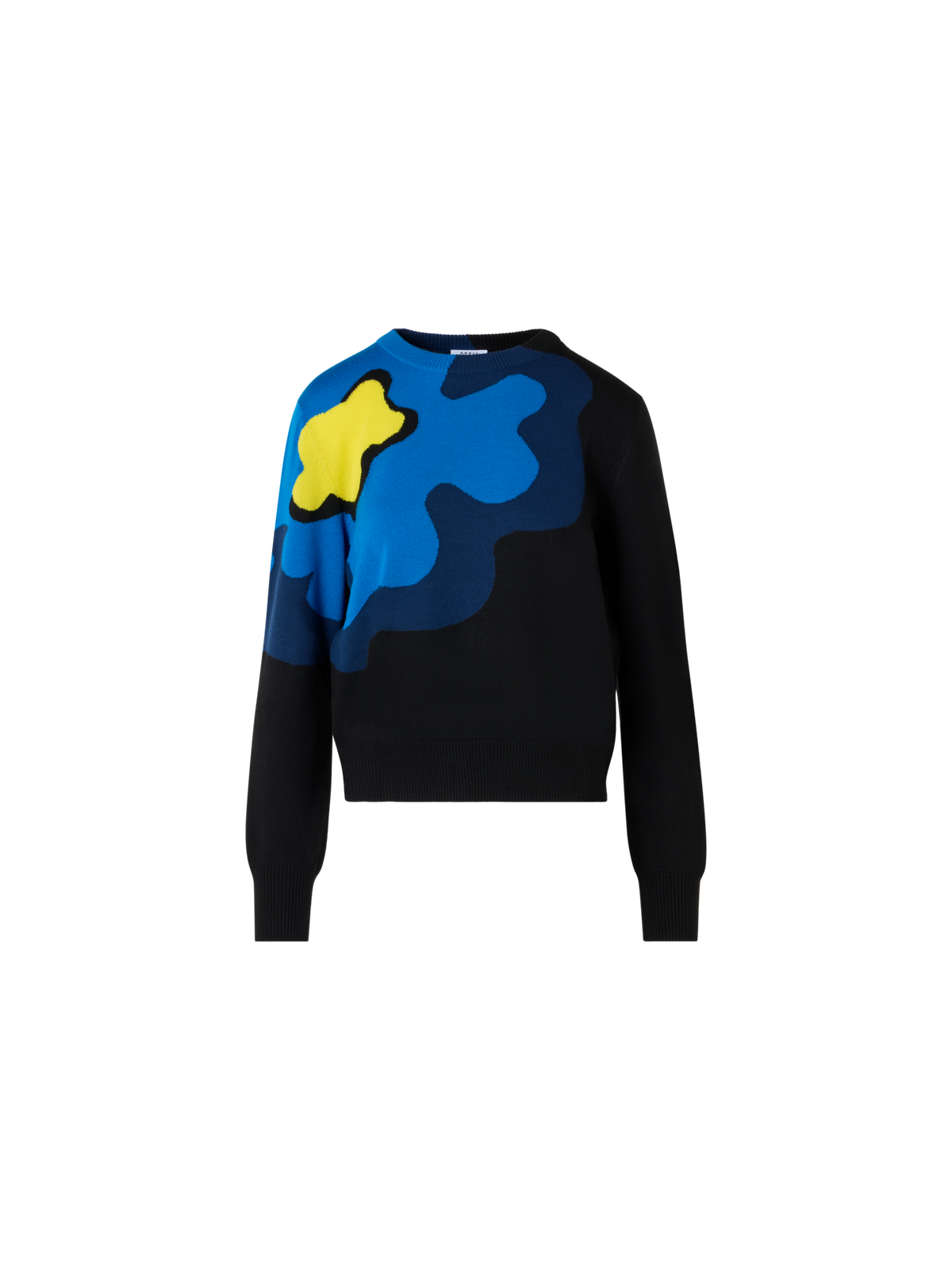 Designer XL Pop Dot Flower Intarsia Sweater - black - blue