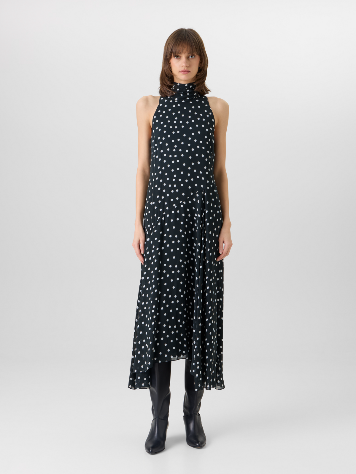 Designer Sleeveless Viscose Georgette Midi Dress - multicolor #editorial