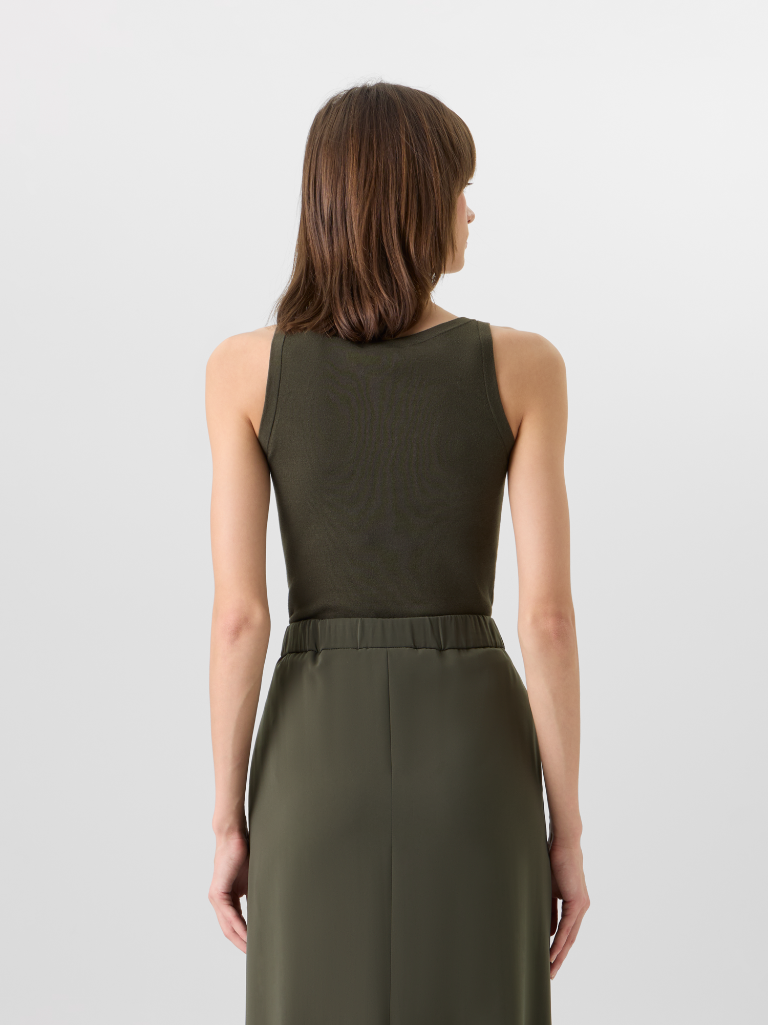 Designer Sleeveless Cotton Knit Top - green 