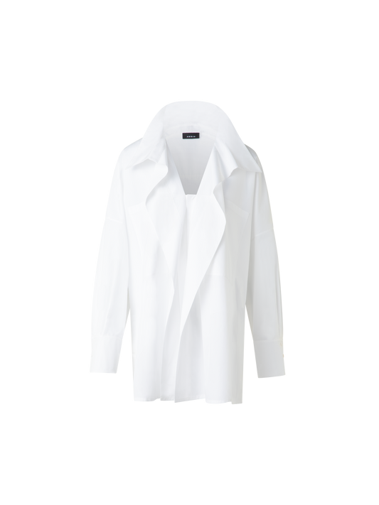 Designer Oversized Tunic Blouse in Cotton - neutral - ecru - white