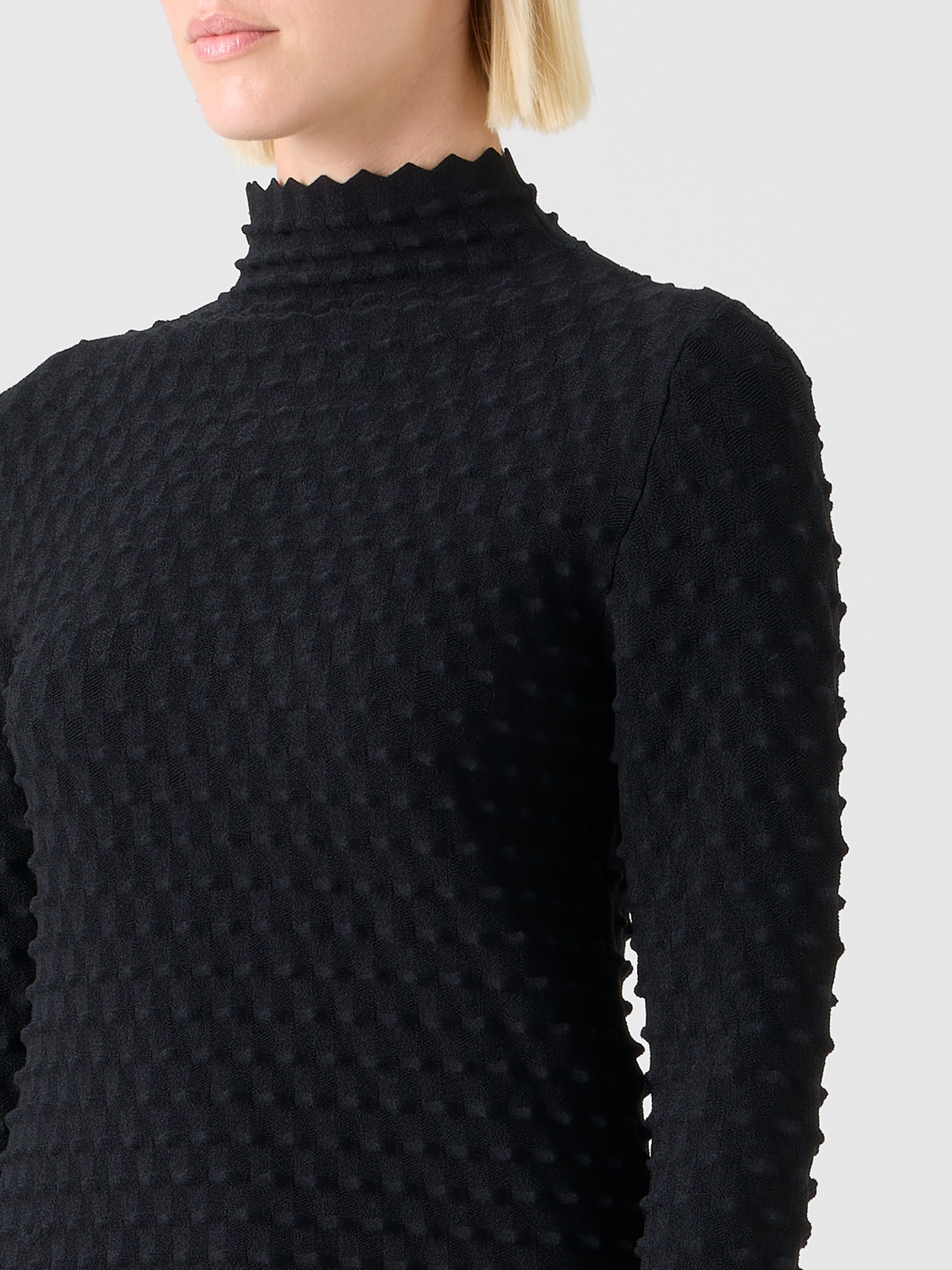 Designer 3D Textured Viscose Knit Sweater - black #editorial