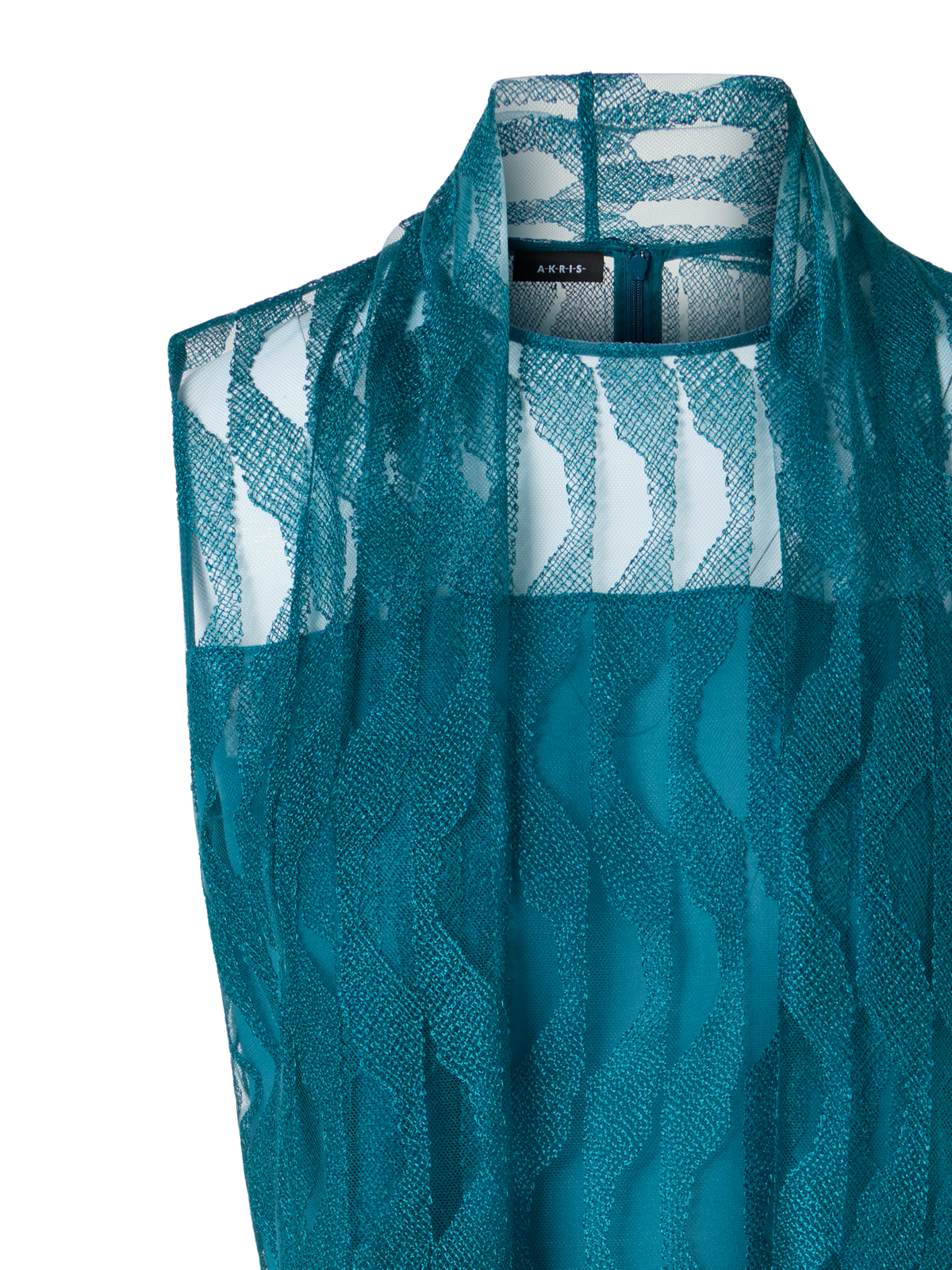 Designer Blouse in High Plains Embroidery on Tulle - blue