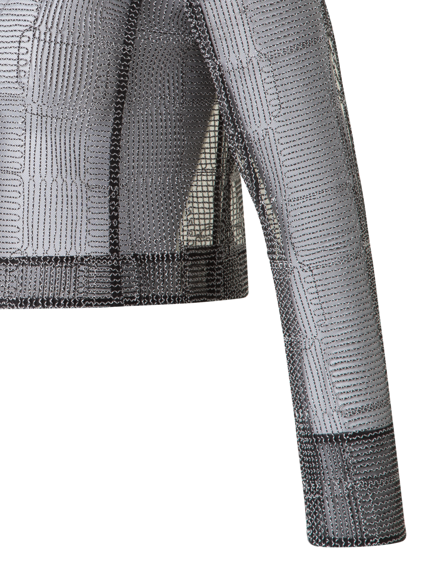 Designer Short Jacket in Square on Tulle Embroidery - black