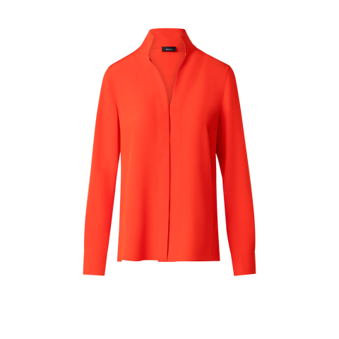 Mock Neck Silk Blouse