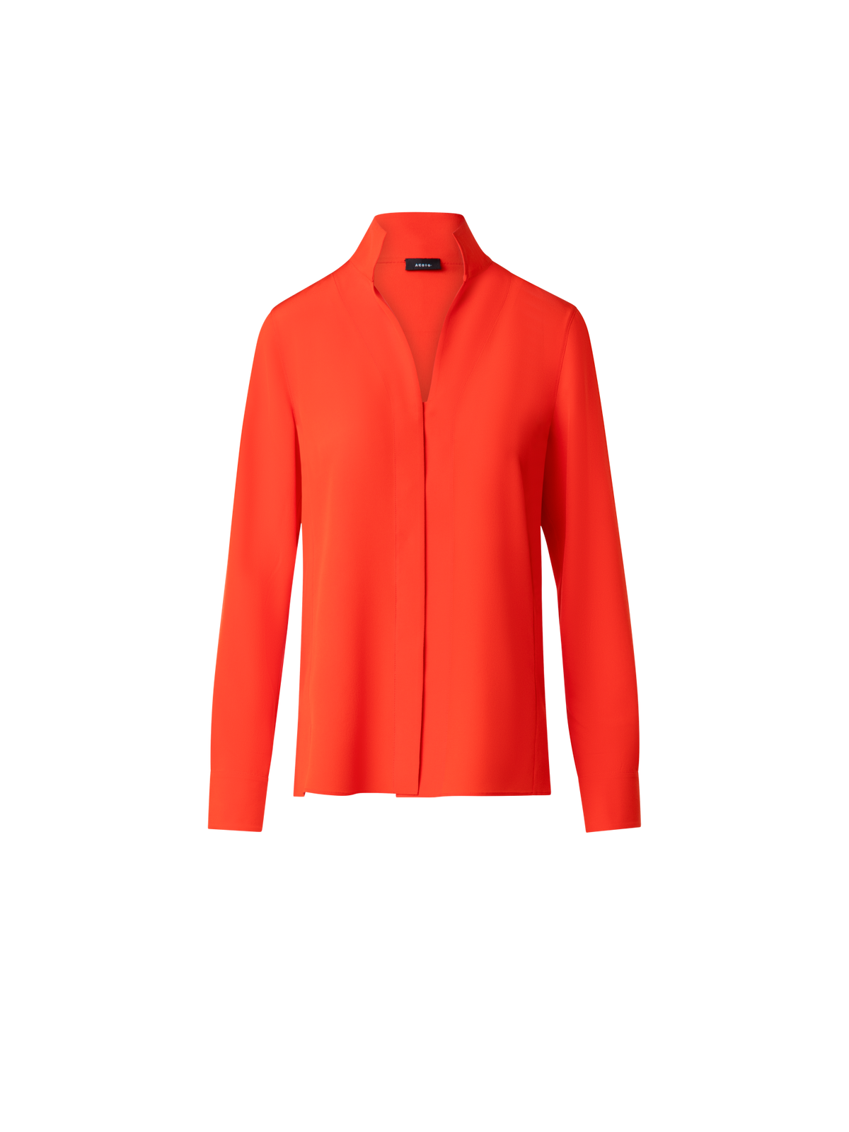 Designer Mock Neck Silk Blouse - red