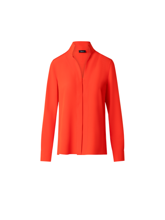 Designer Mock Neck Silk Blouse - red