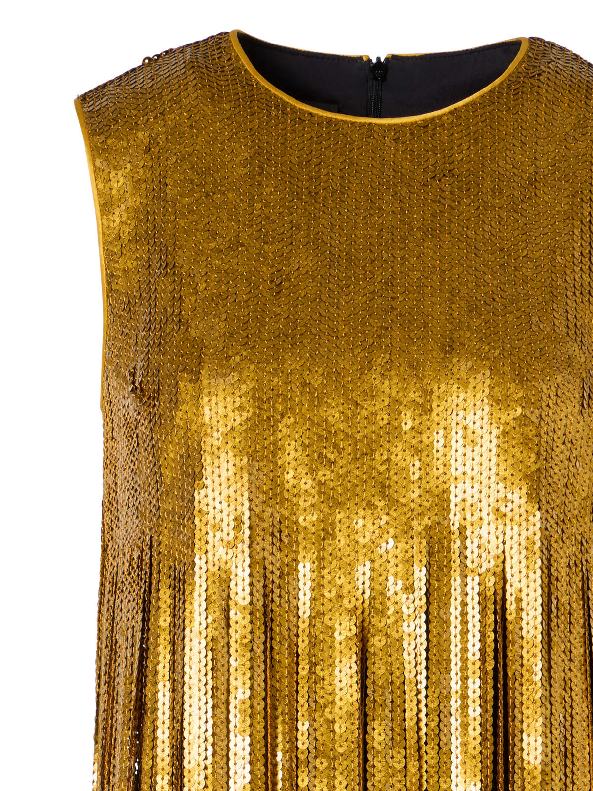 Designer Sequin Fringe Mini Dress - gold