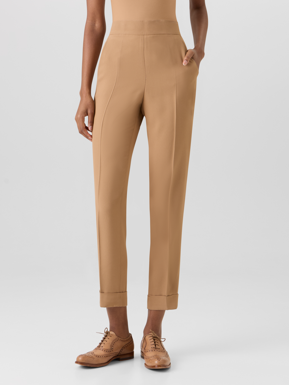 Designer Chris Tapered Pants in Acetate-Viscose Crêpe - brown #editorial