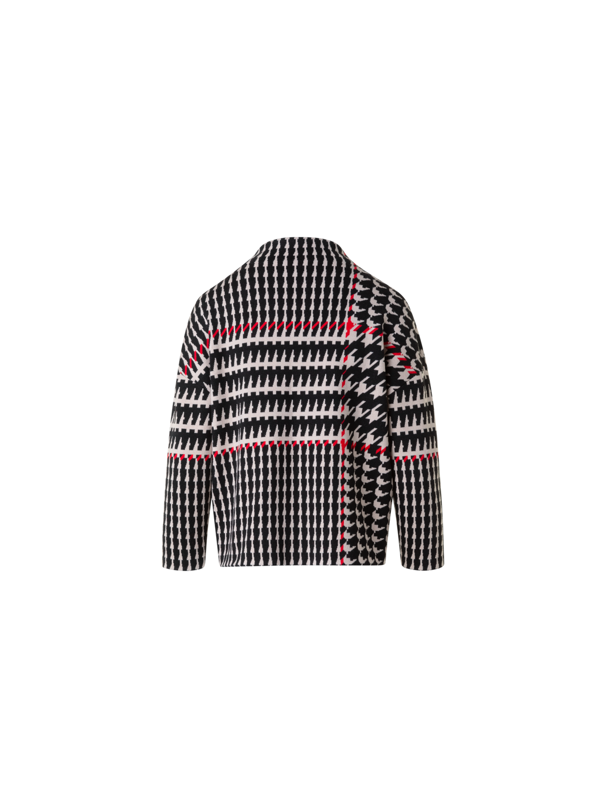 Designer XL Glencheck Jacquard Mock Neck Sweater - black - multicolor