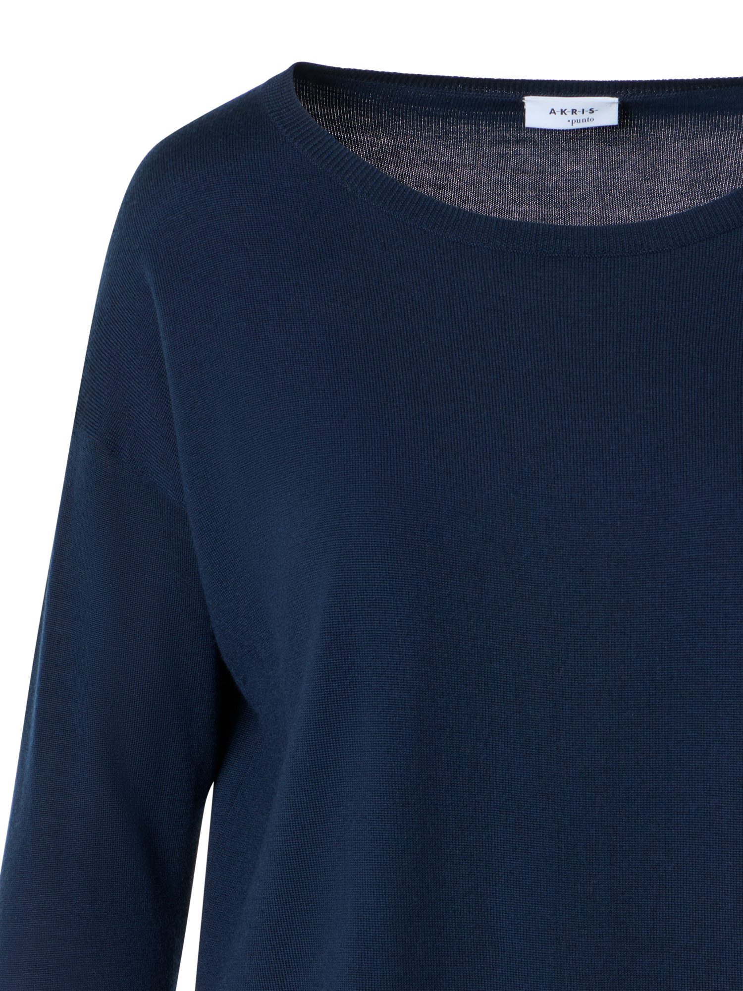Designer Fine Merino Wool Signature Knit Sweater - navy - blue