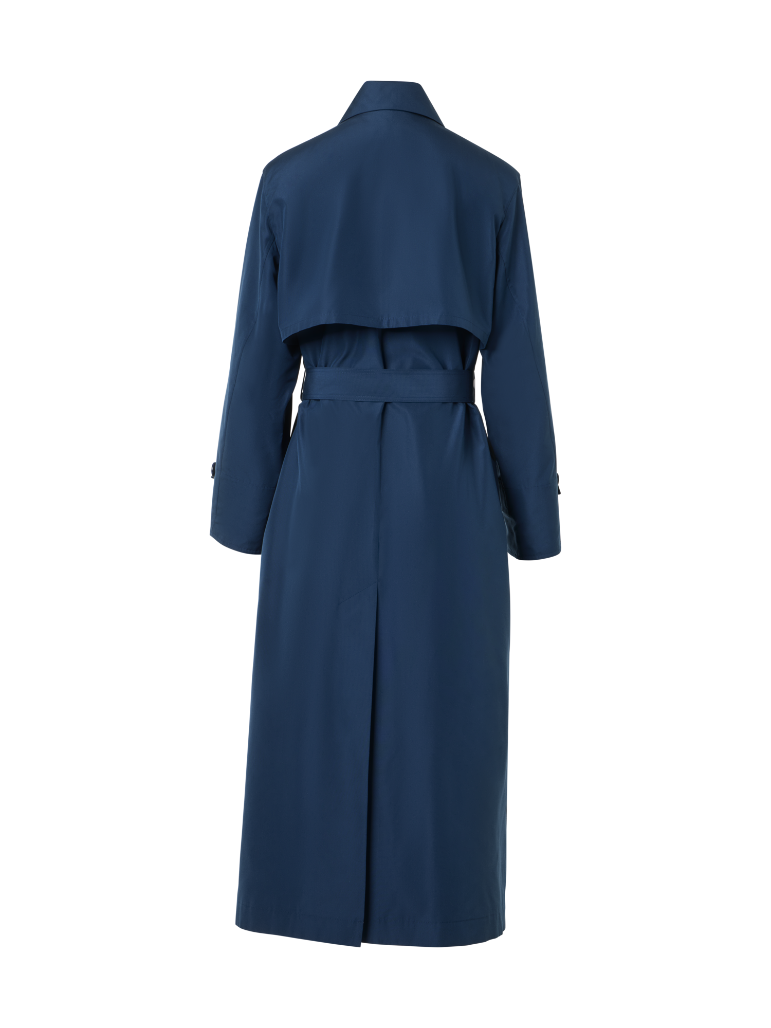 Designer Silk Poplin Oversized Trench Coat - navy - blue