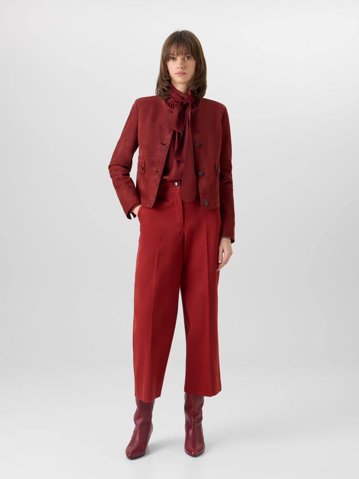 Designer Chiara Wide-Leg Pants in Cotton Gabardine - red #editorial