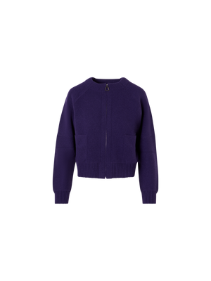 Designer Cashmere-Piqué Knit Cardigan - purple