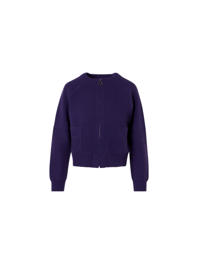 Designer Cashmere-Piqué Knit Cardigan - purple