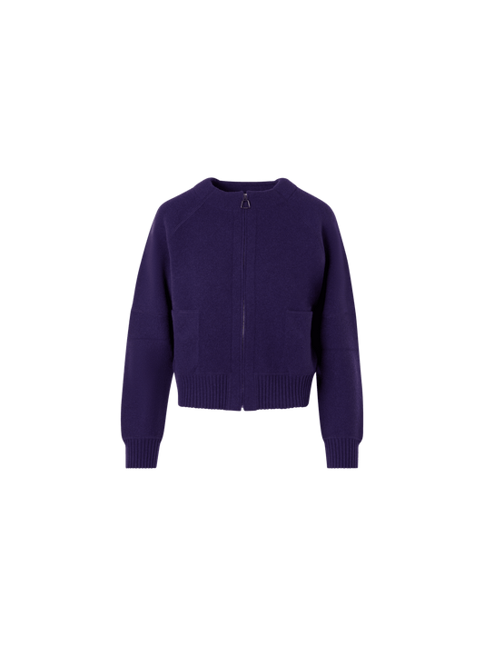 Designer Cashmere-Piqué Knit Cardigan - purple