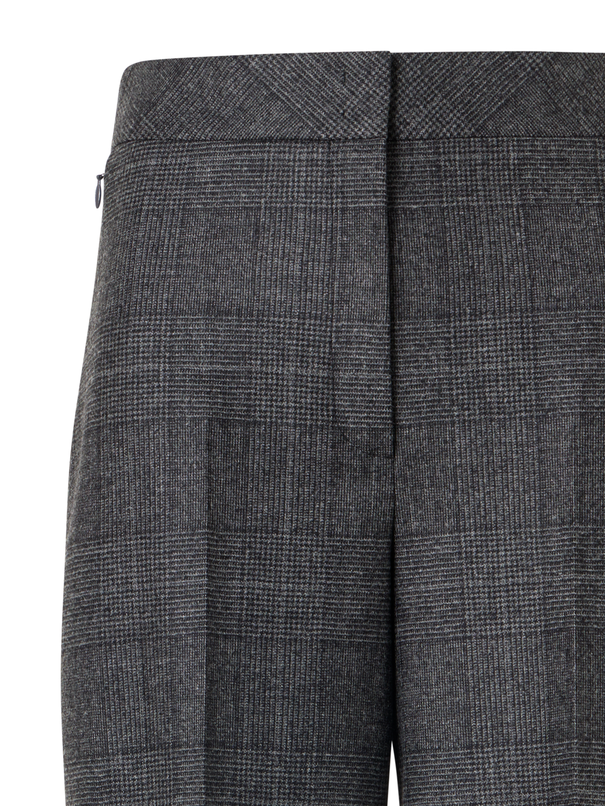 Designer Wide Leg Pants in Prince of Wales Wool Double-Face - grey - black