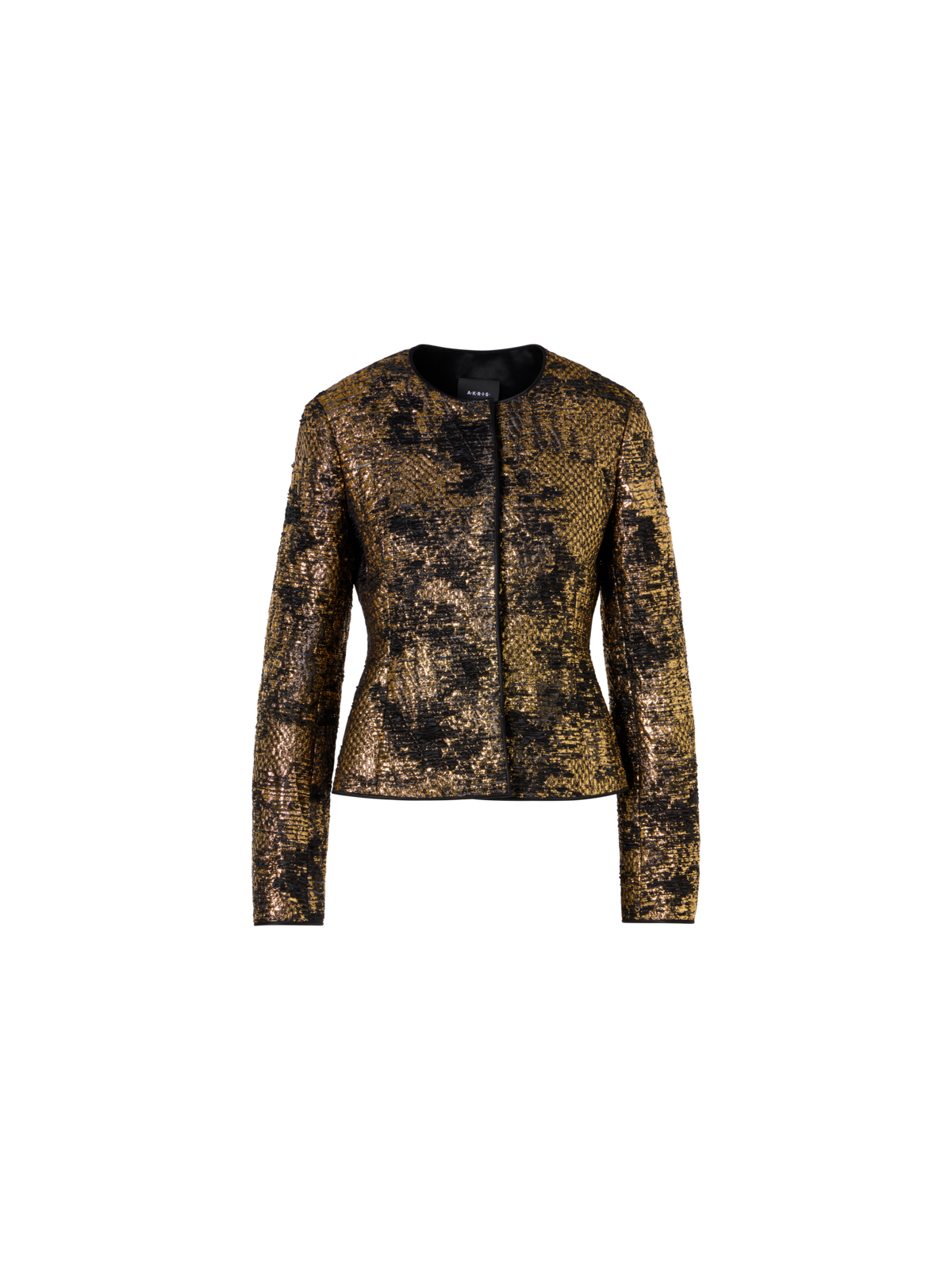 Designer Fitted Jacket in Fragmented Jacquard - multicolor - gold