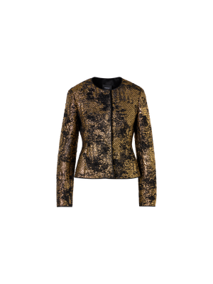 Designer Fitted Jacket in Fragmented Jacquard - multicolor - gold