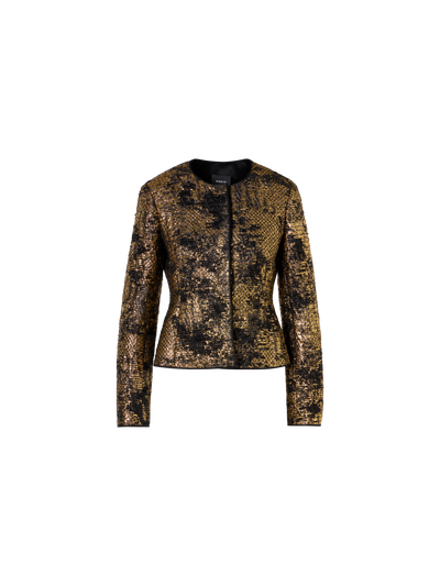 Designer Fitted Jacket in Fragmented Jacquard - multicolor - gold