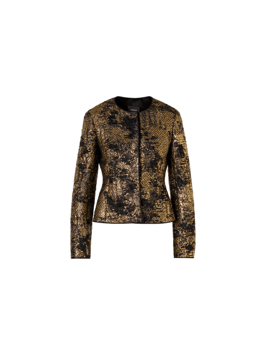 Designer Fitted Jacket in Fragmented Jacquard - multicolor - gold
