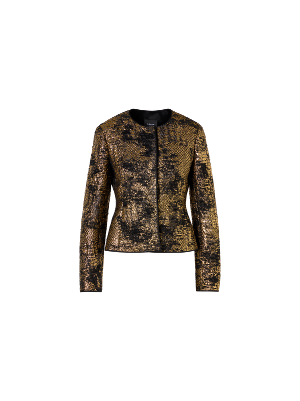 Designer Fitted Jacket in Fragmented Jacquard - multicolor - gold