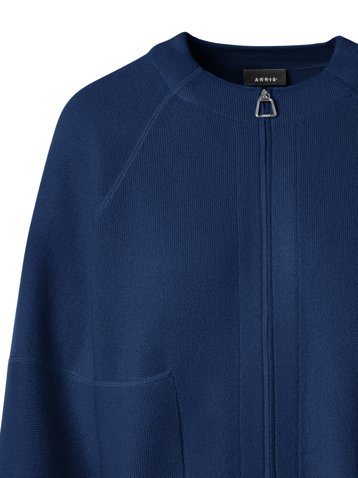 Designer Cashmere Piqué Zip Cardigan - navy