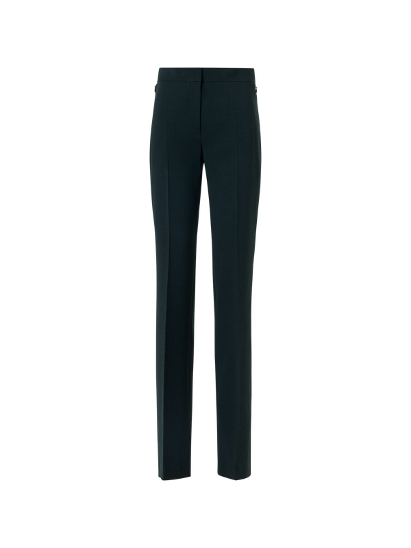 Designer Straight Pants in Wool Double-Face - green