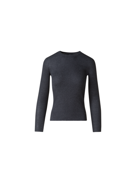 Designer Seamless Silk Cotton Knit Sweater - grey