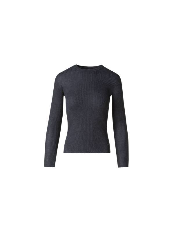 Designer Seamless Silk Cotton Knit Sweater - grey