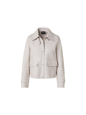 Designer Blouson Leather Jacket - neutral - grey - beige