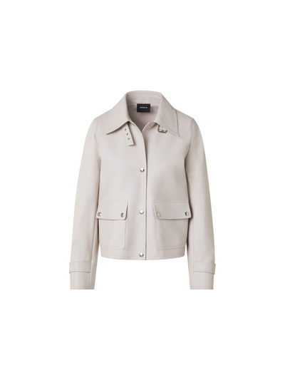 Designer Blouson Leather Jacket - neutral - grey - beige