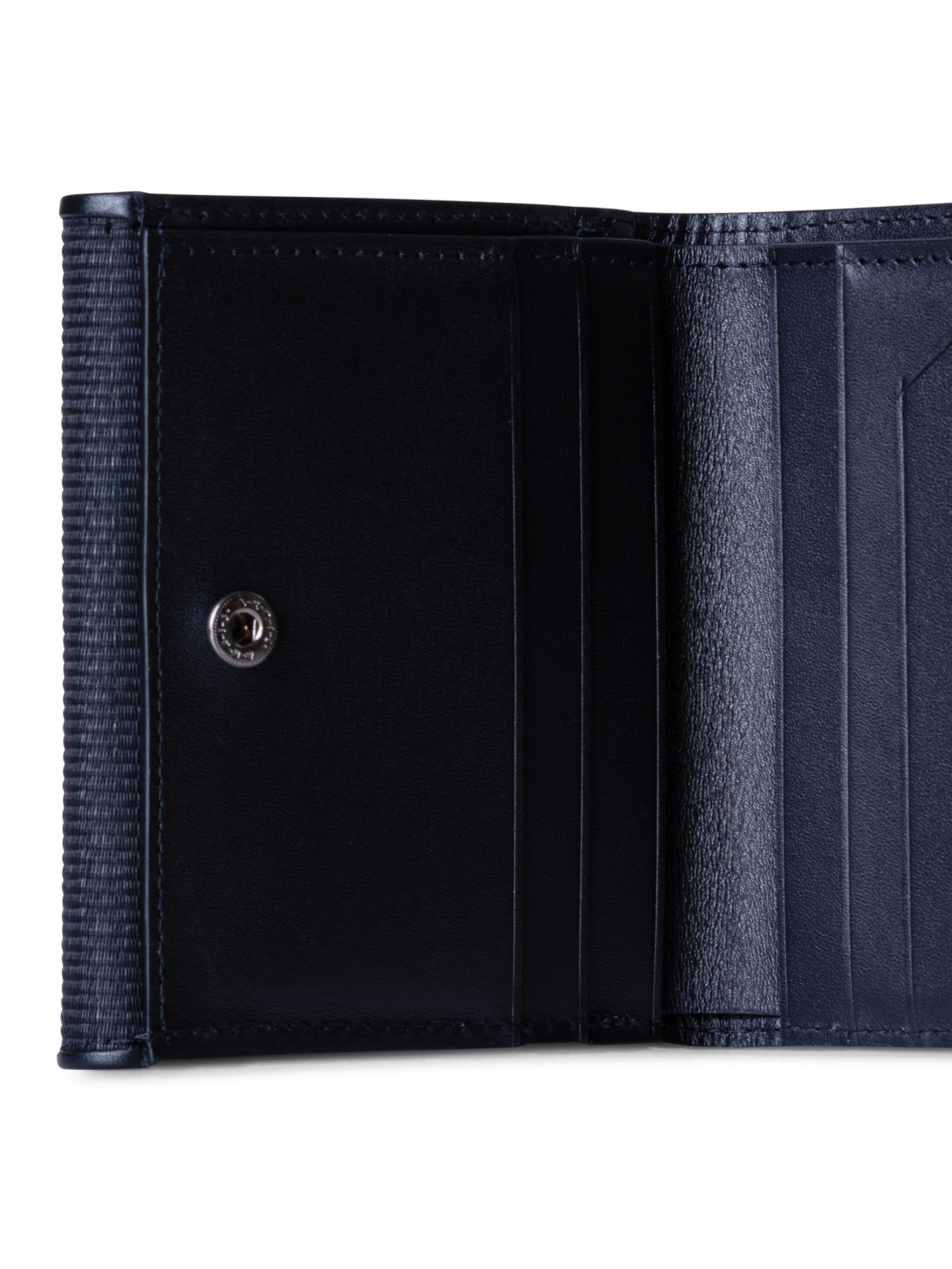 Designer Compact Wallet in Horsehair and Leather - navy - blue