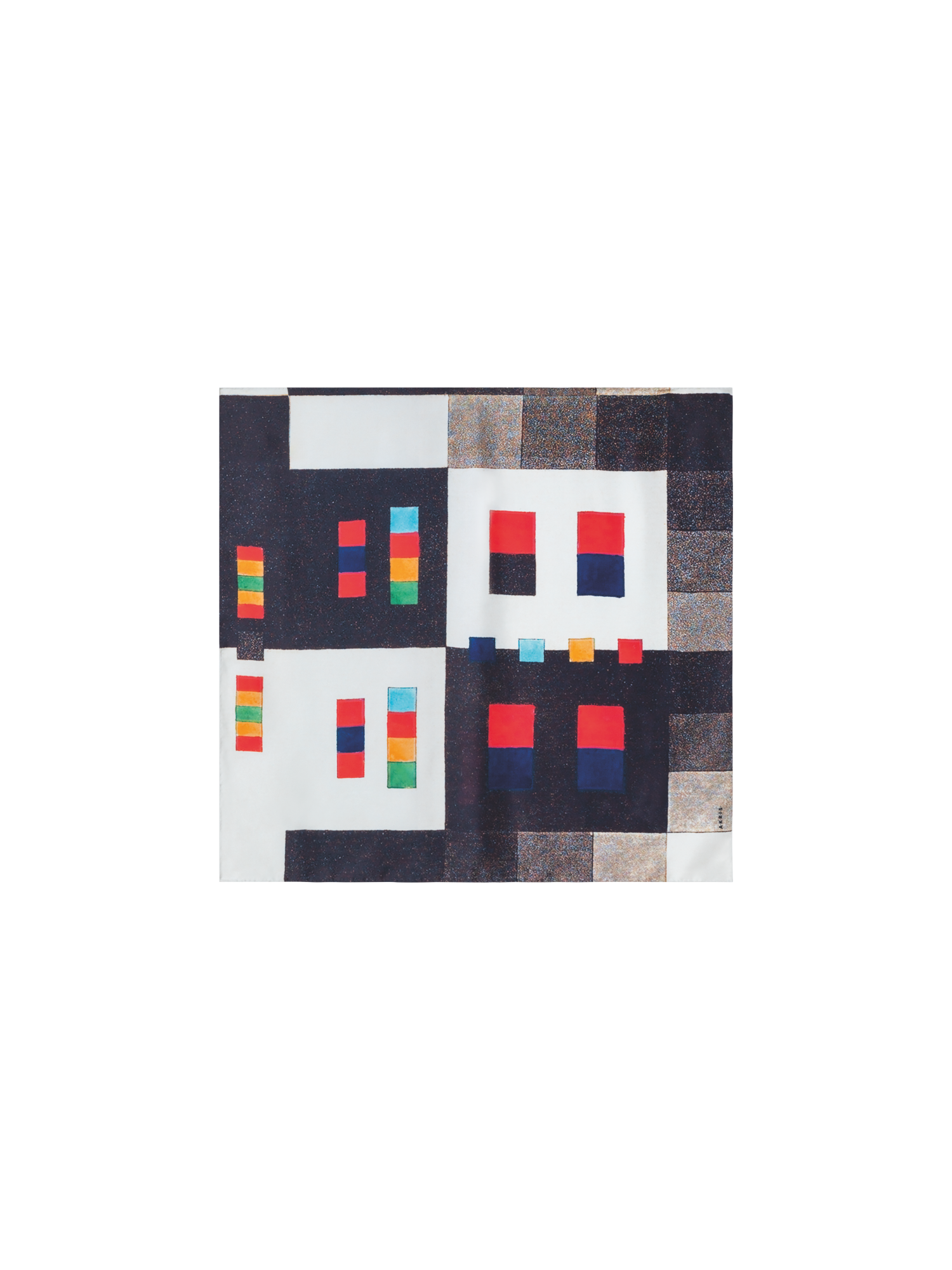 Designer Scarf in Silk with Colorama Print - multicolor