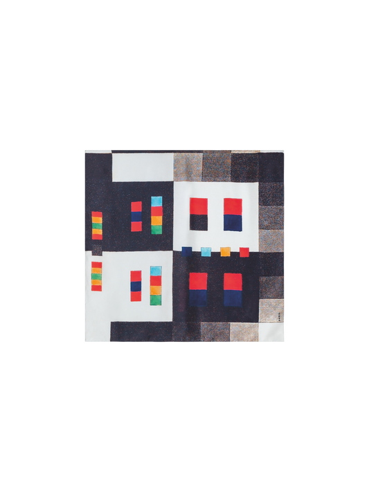 Designer Scarf in Silk with Colorama Print - multicolor