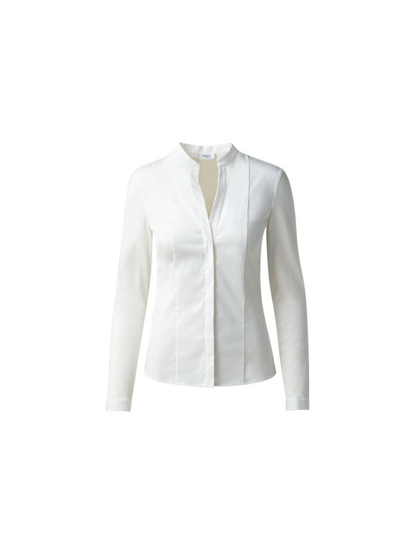 Designer Fabric-mix Blouse - white
