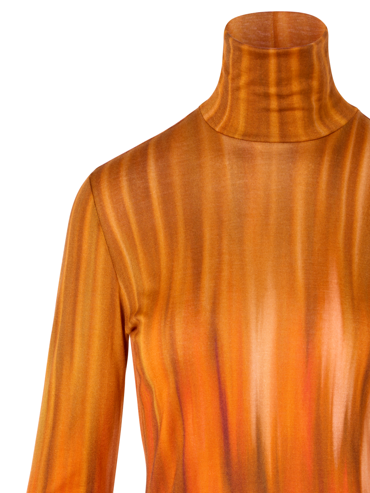 Designer Cashmere Silk Shirt in Fuego Negro Print - black - orange - multicolor
